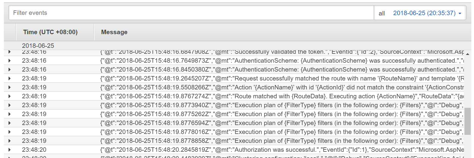 Serilog Format Logs